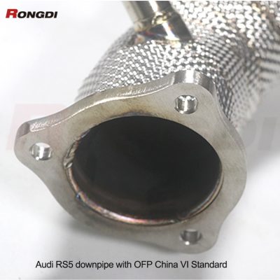 Audi RS5 B9 OFP Downpipe with Heat Shield | Brushed Stainless Steel | China VI Emissions