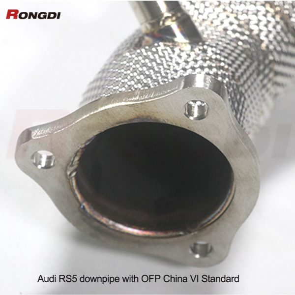 Audi RS5 B9 OFP Downpipe with Heat Shield | Brushed Stainless Steel | China VI Emissions - 图片 2