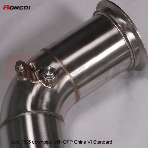 Audi RS5 B9 OFP Downpipe with Heat Shield | Brushed Stainless Steel | China VI Emissions - 图片 3