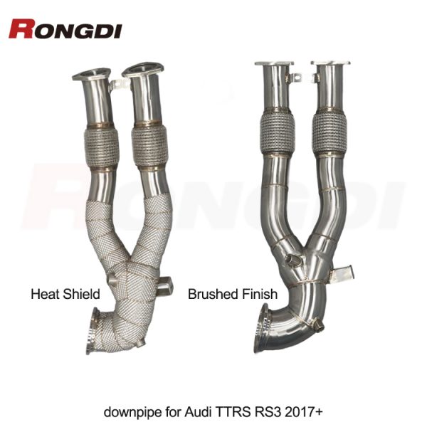 Audi RS3 / TTRS 2.5T Straight Downpipe 2017+ | Brushed Finish with Heat Shield | Performance Front Pipe Upgrade