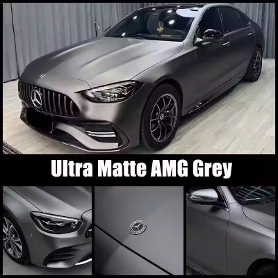 Ultra Matte Metallic Car Wrap Vinyl – AMG Mountain Grey Color Change Film
