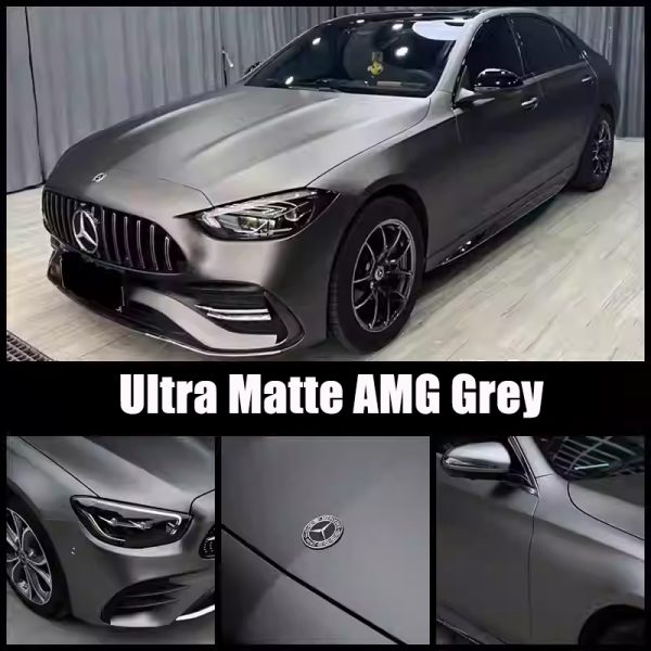 Ultra Matte Metallic Car Wrap Vinyl – AMG Mountain Grey Color Change Film - Image 2
