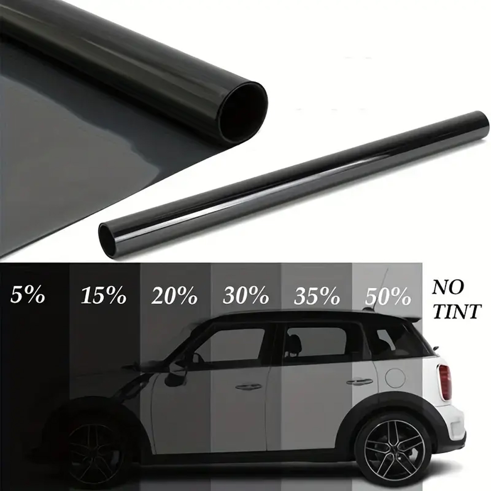 Illustration of car UV tints with different VLT percentages
