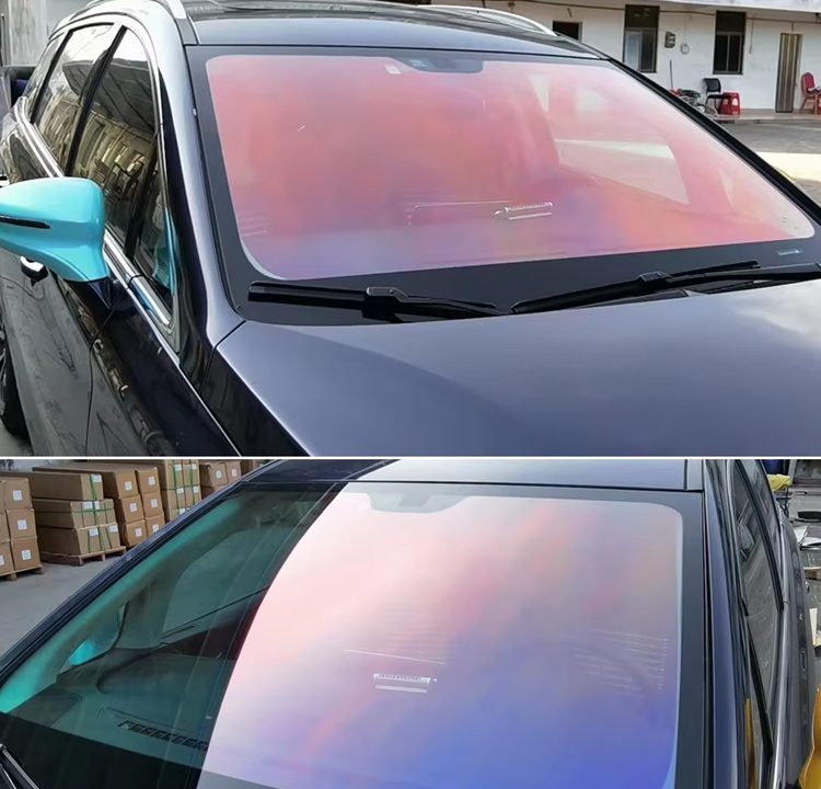 Solar tint vs UV tint comparison on car windows under sunlight